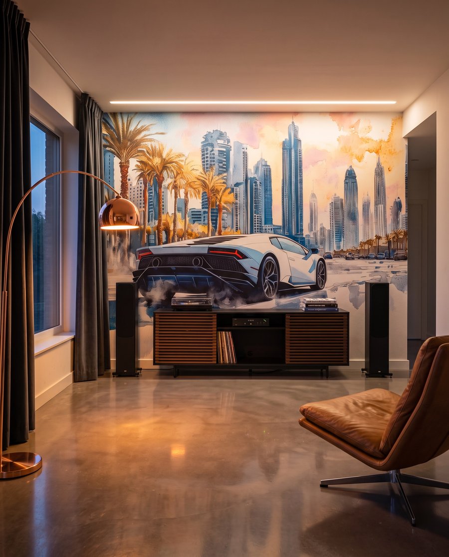 Witte sportauto bij hoogbouw — interieur 2