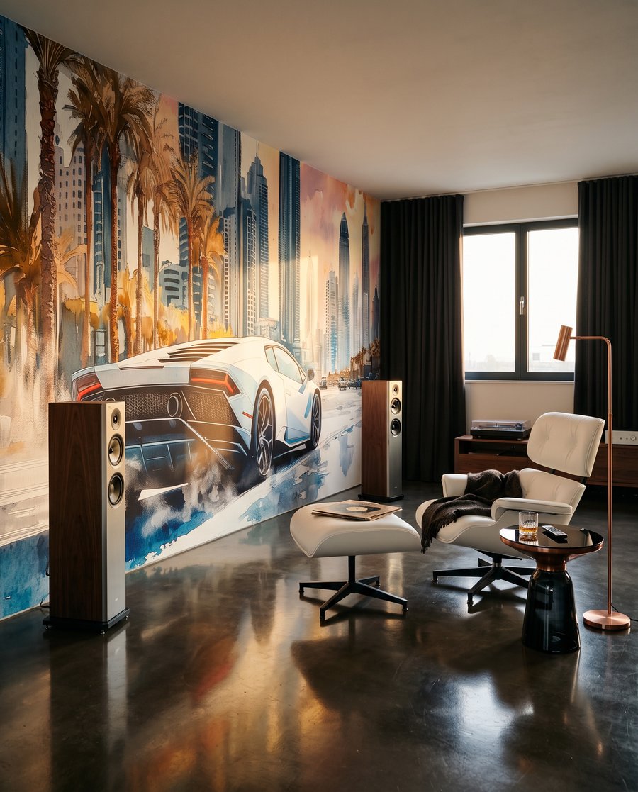 Witte sportauto bij hoogbouw — interieur 3