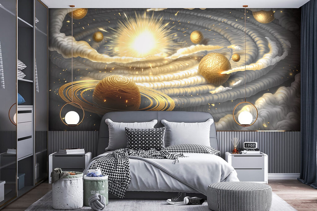 Gouden planeten in wolkenbanen — interieur 1