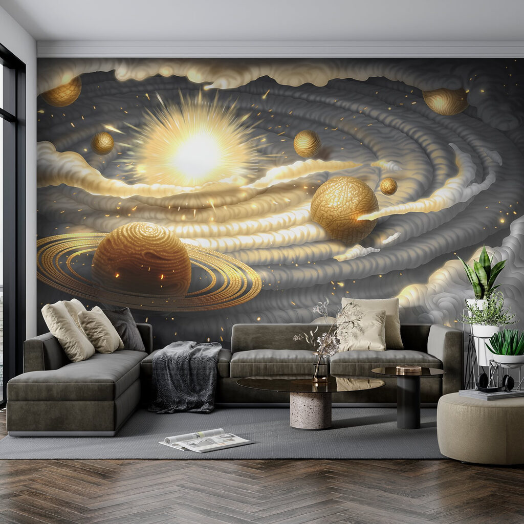Gouden planeten in wolkenbanen — interieur 3