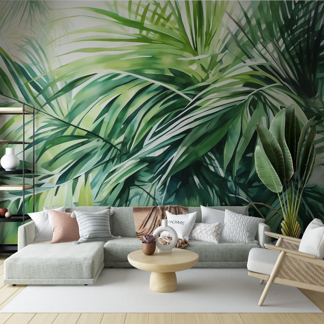 Weelderig groene bladeren in levendige harmonie in een interieur