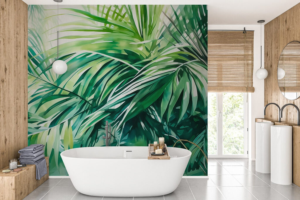 Palmveren kruisen in groen — interieur 2