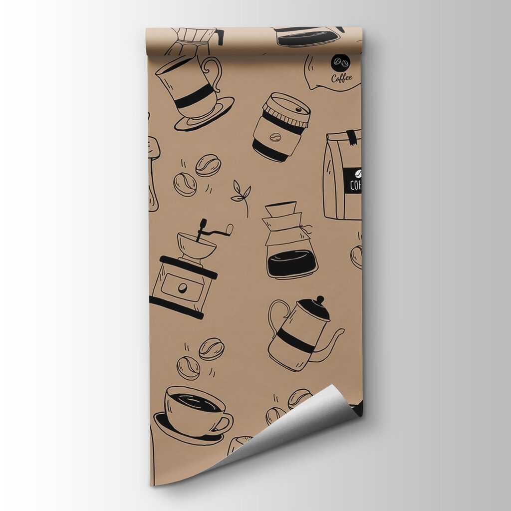 Koffiepotjes in speels lijnwerk — productweergave