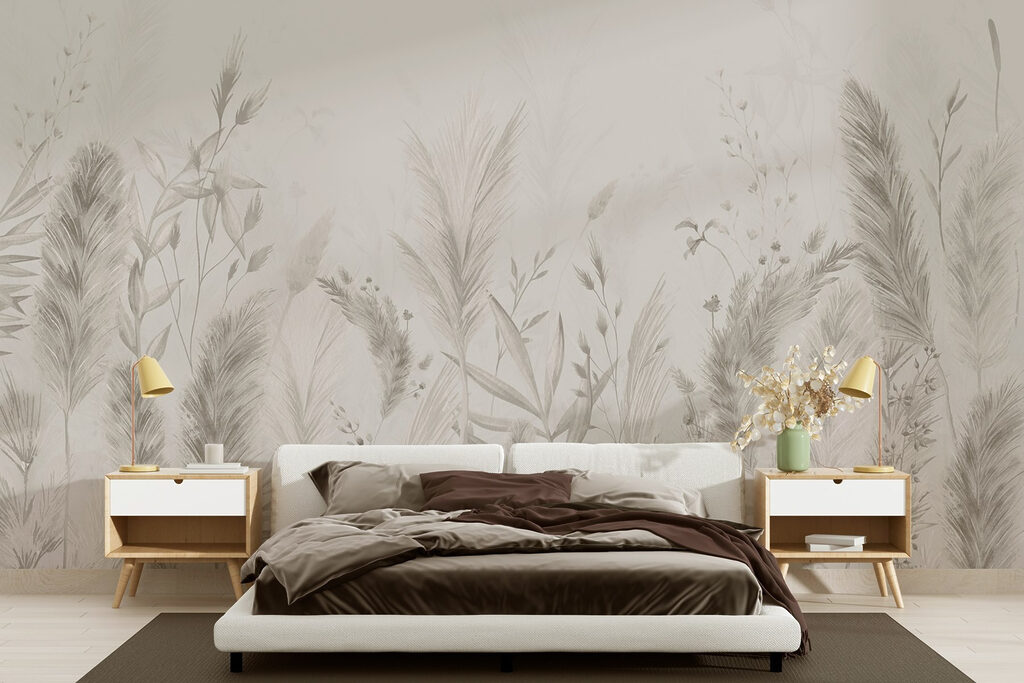 Grillige botanische illustratie in neutrale tinten — interieur 1