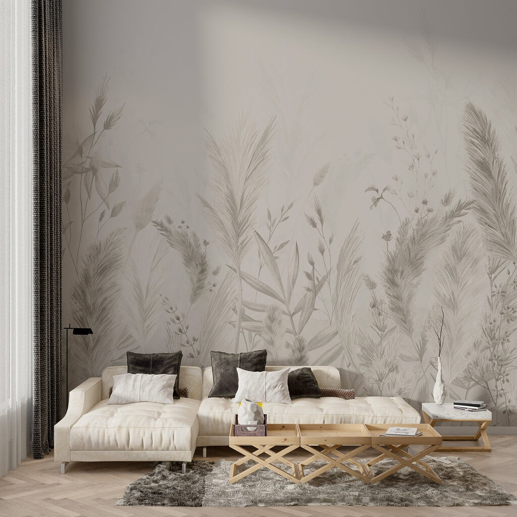Grillige botanische illustratie in neutrale tinten — interieur 3