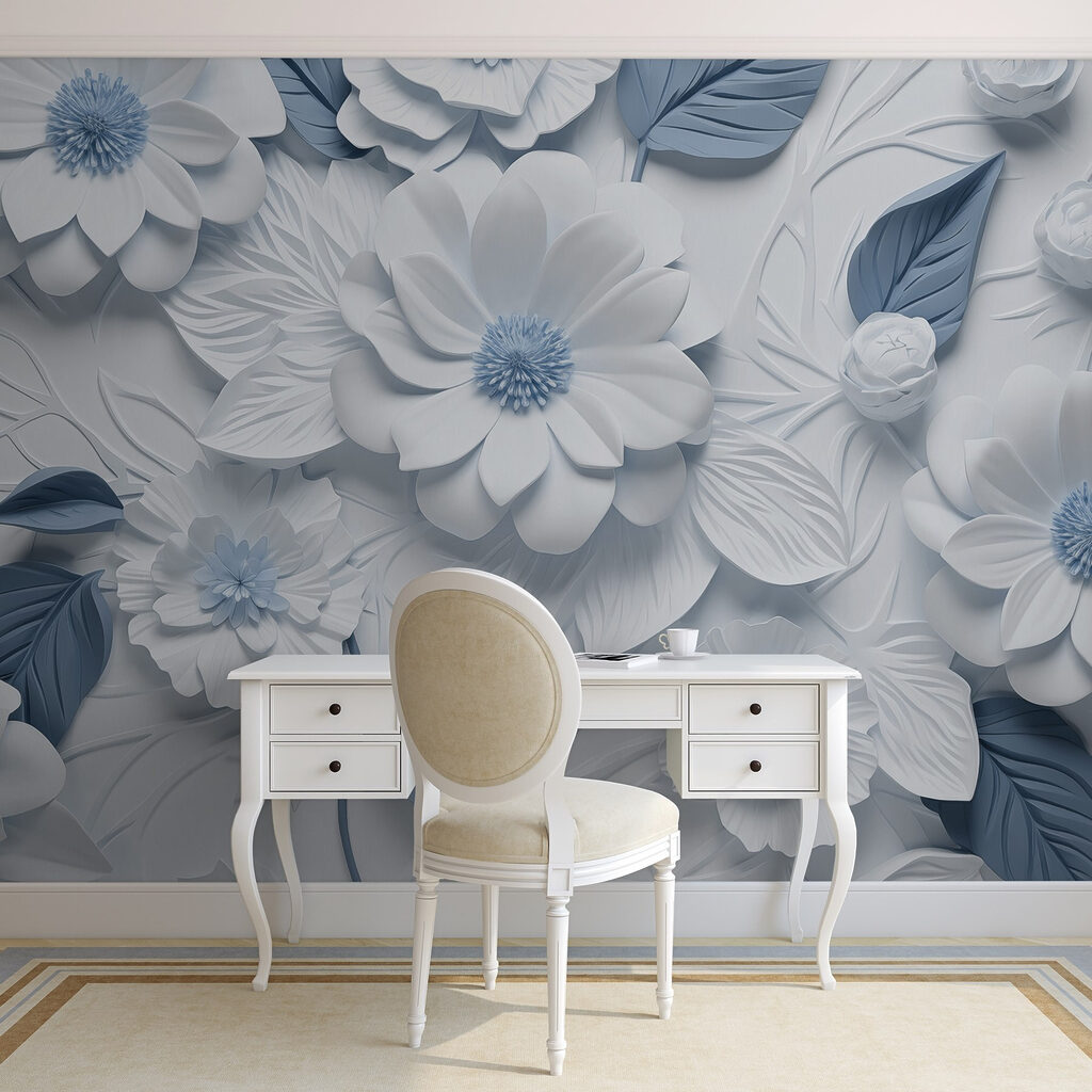 Witte bloemen, gekleurde harten — interieur 2
