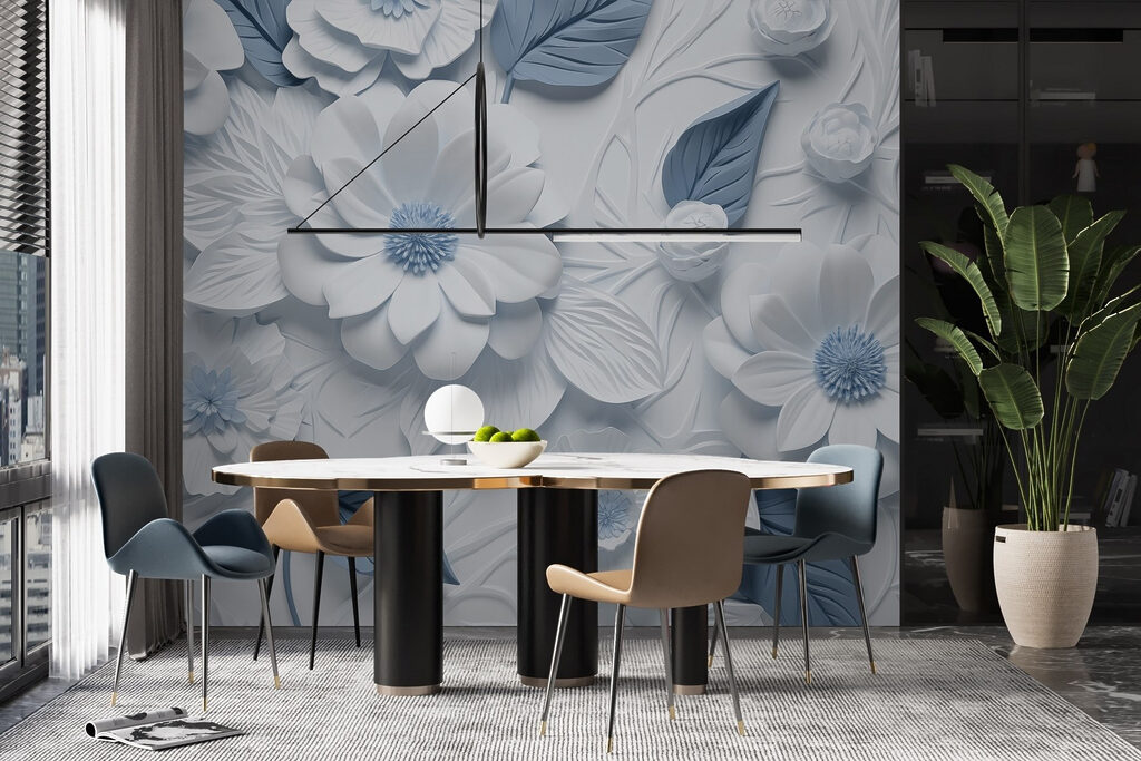 Witte bloemen, gekleurde harten — interieur 3