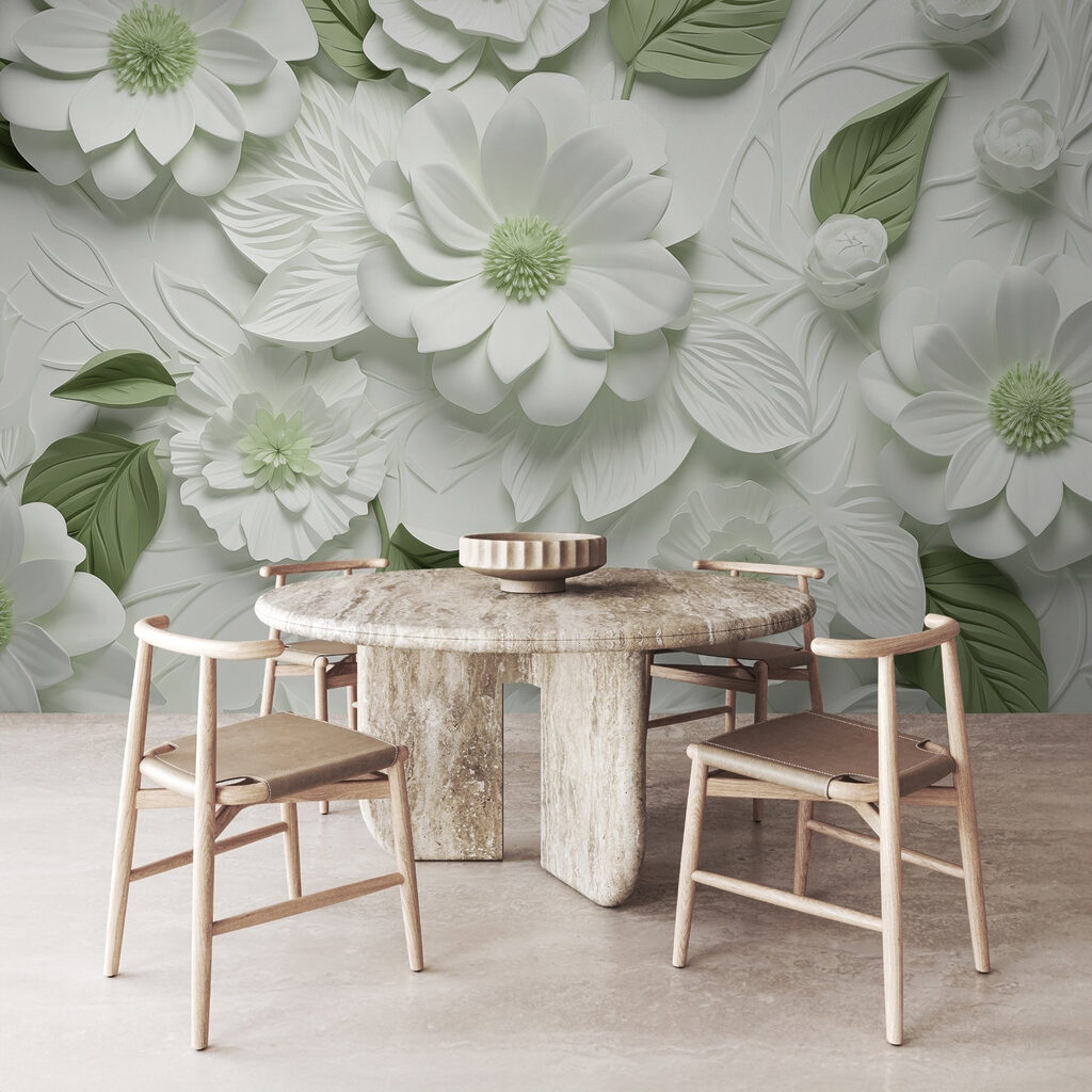Witte bloemen, gekleurde harten — interieur 3