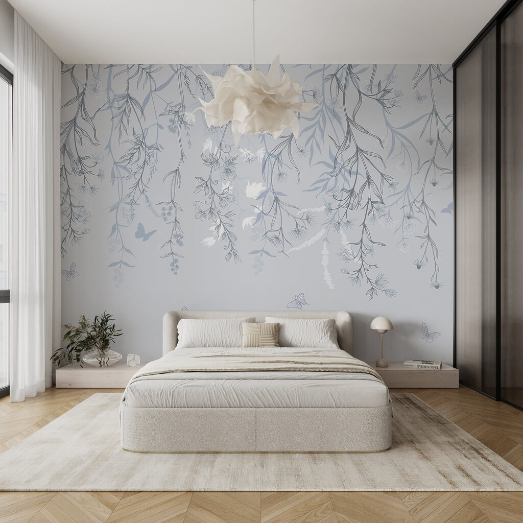 Het delicate bloementapijt van de natuur&amp;#8217 in een interieur