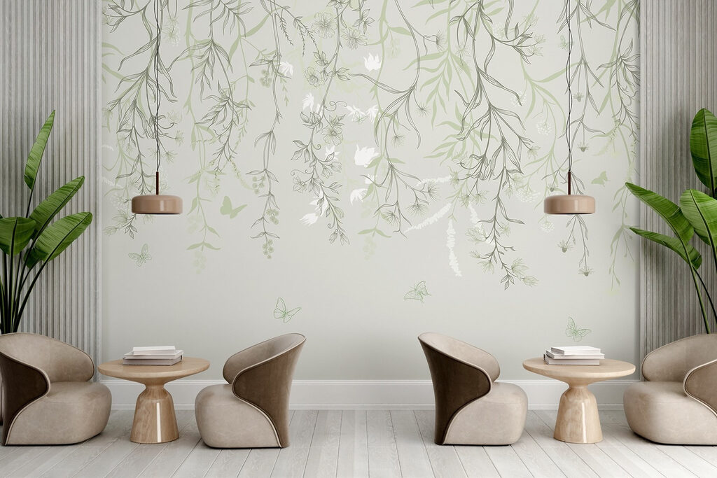 Vlinders onder fijne hangtakjes — interieur 3