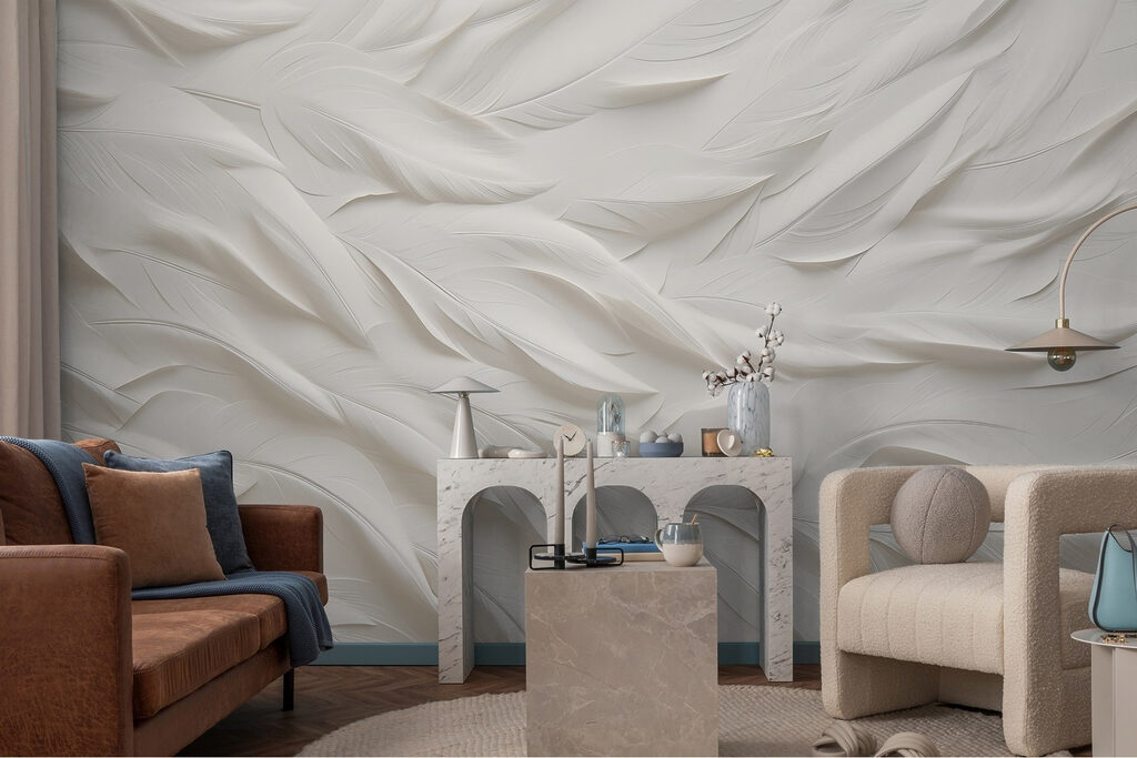 Wit verenpatroon op een wit oppervlak — interieur 3