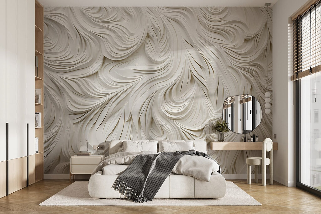 Wit papieren knipsel met golvende lijnen — interieur 2