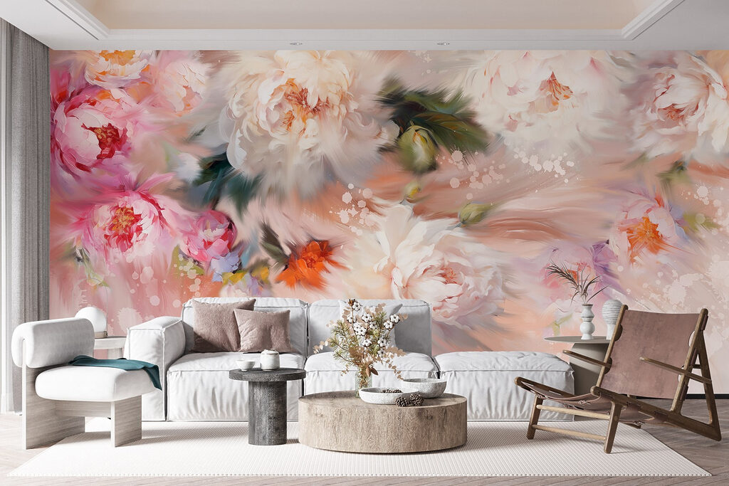Pioenen in lichte verfstromen — interieur 3