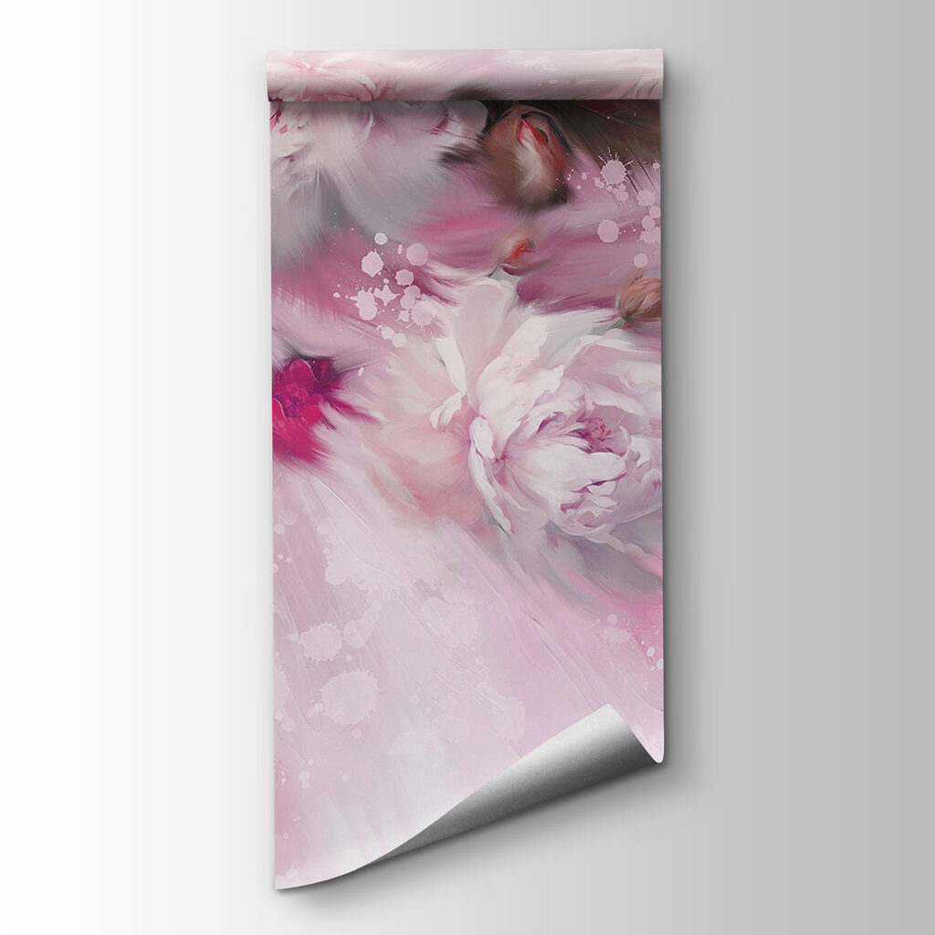 Schilderij van bloemen op roze achtergrond — productweergave