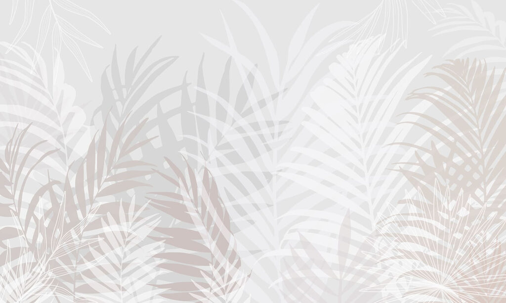 Witte palmbladeren voor grijstinten — volledig ontwerp