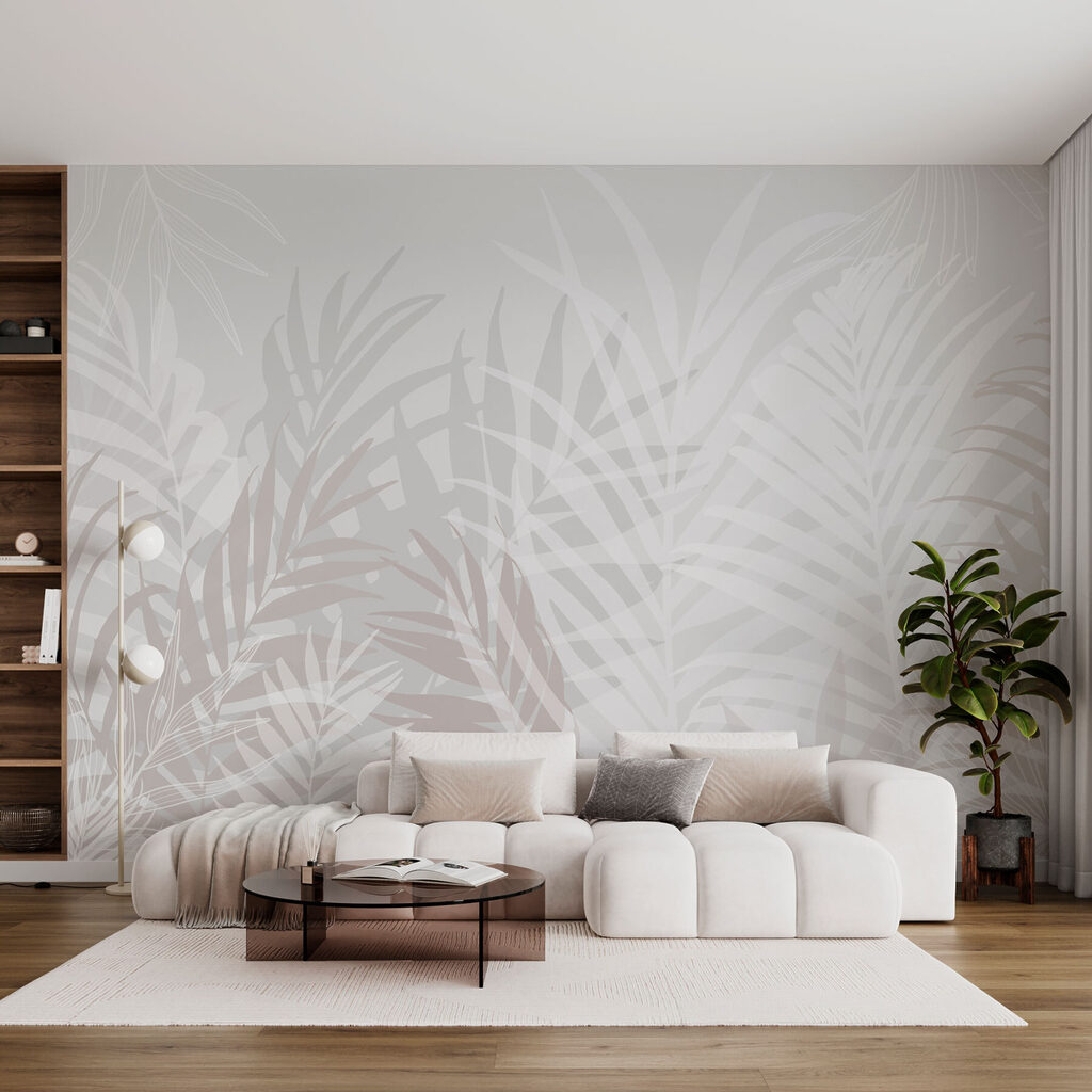 Witte palmbladeren voor grijstinten — interieur 2