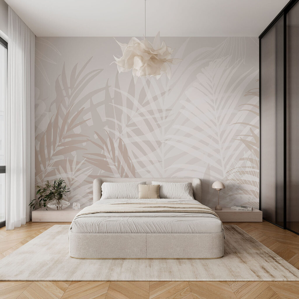 Witte en bruine bladeren in een interieur