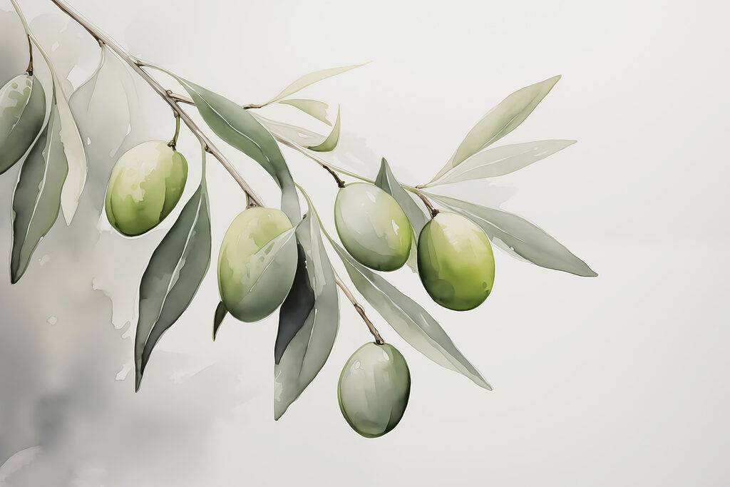 Groene olijven aan tak — volledig ontwerp