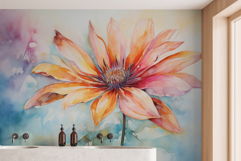 Oranje bloem in aquarelnevel — interieur 2