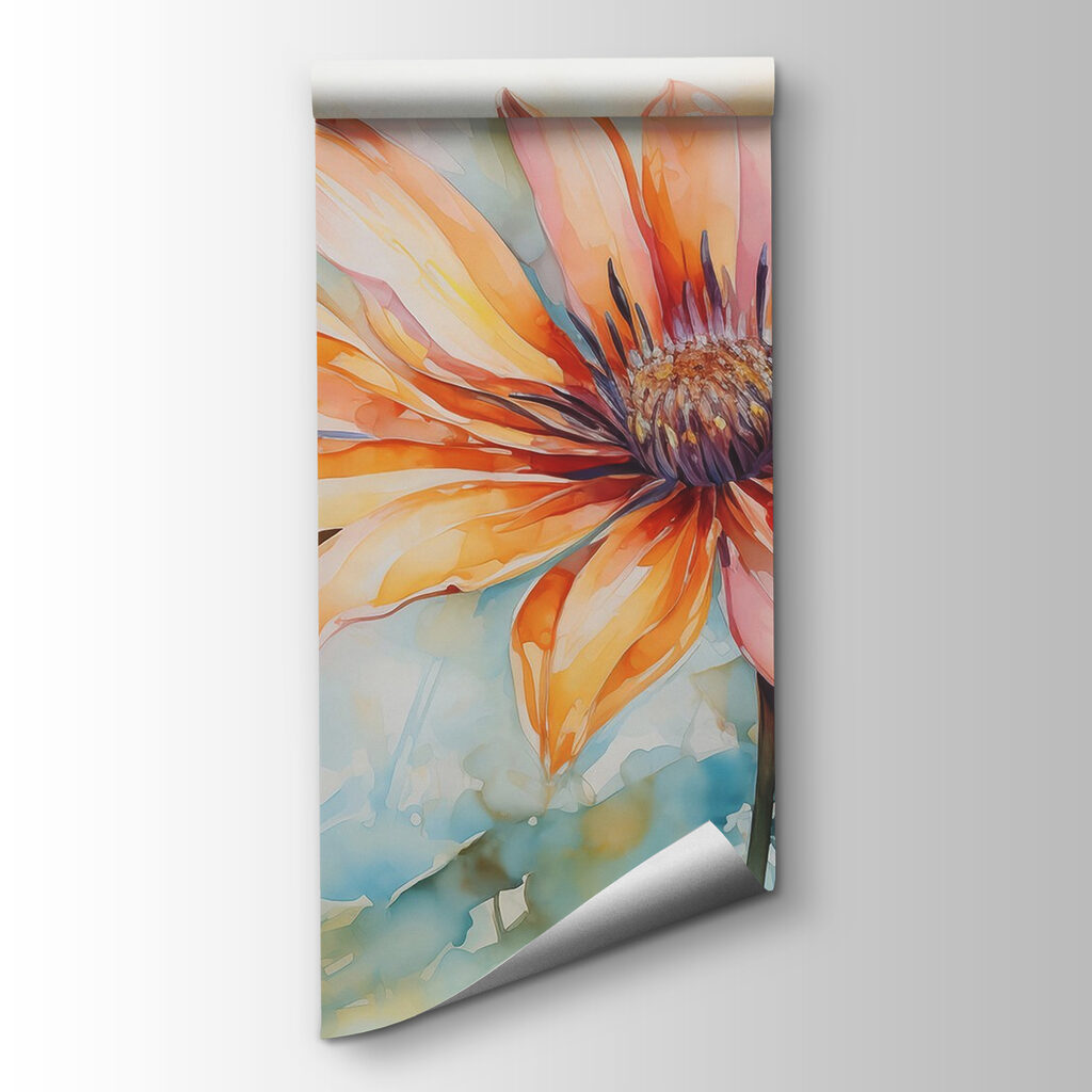 Oranje bloem in aquarelnevel — productweergave