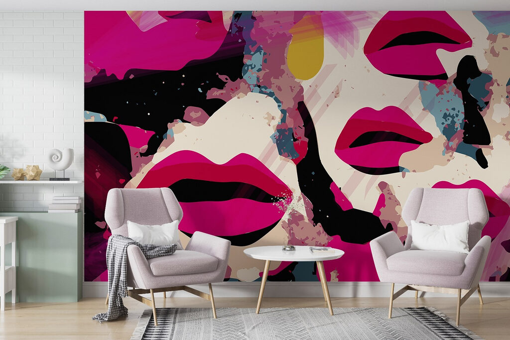 Roze lippen in verfspatten — interieur 2