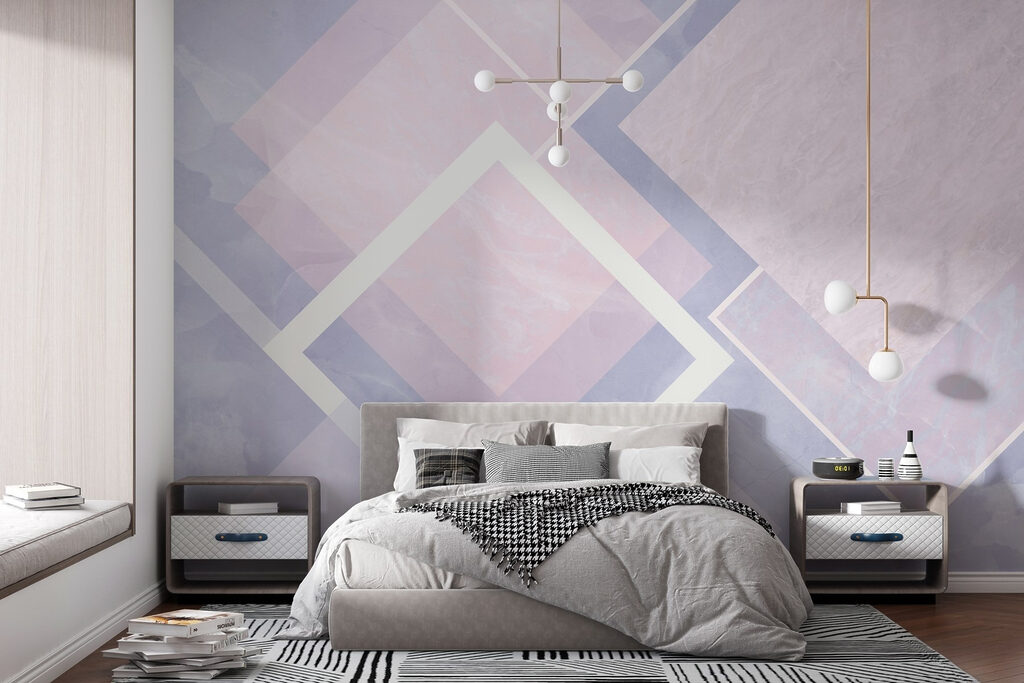 Pastelruiten met witte kaders — interieur 1