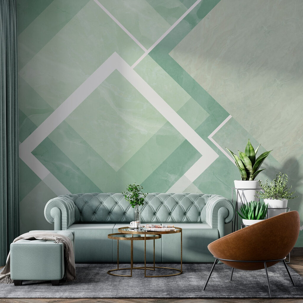 Witte ruiten op kleurvlakken — interieur 1