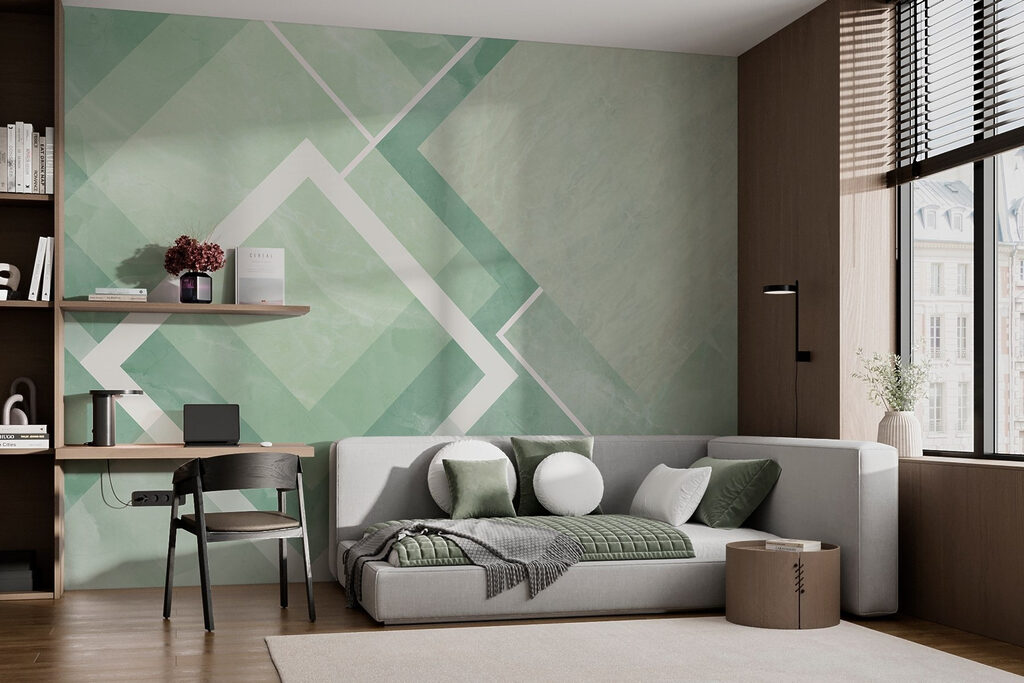Witte ruiten op kleurvlakken — interieur 3