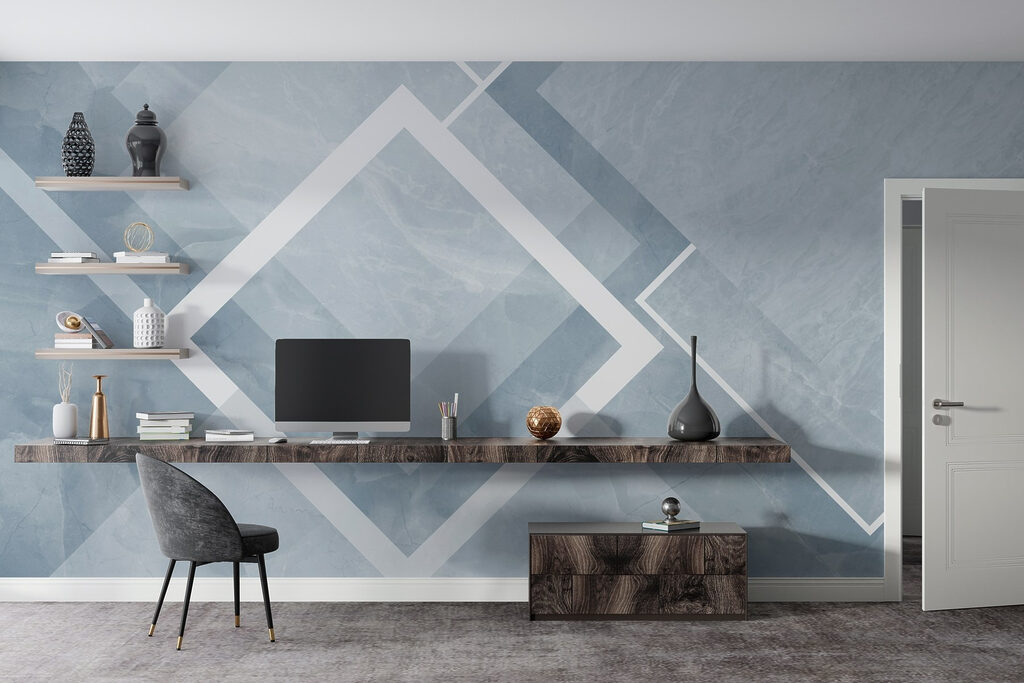 Witte ruiten op kleurvlakken — interieur 1