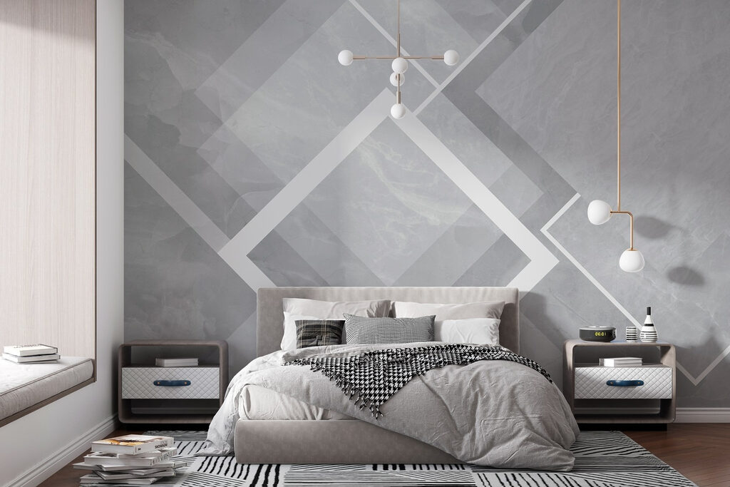 Witte ruiten op kleurvlakken — interieur 1