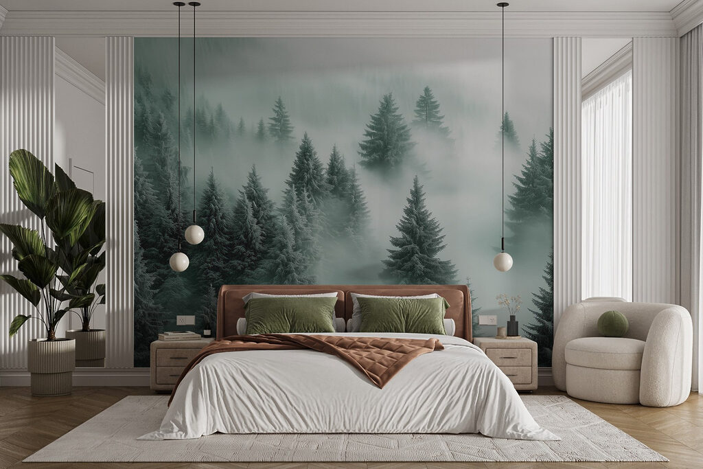 Dennen verdwijnen in wolkennevel — interieur 2