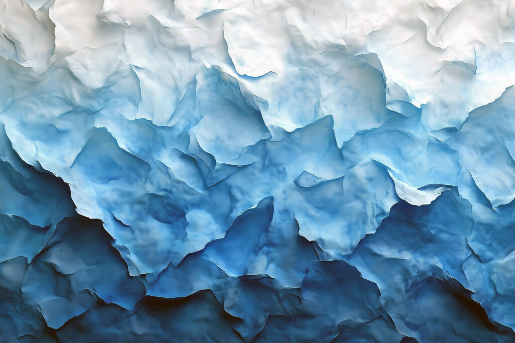 Blauwe verflagen als papierplooien — volledig ontwerp
