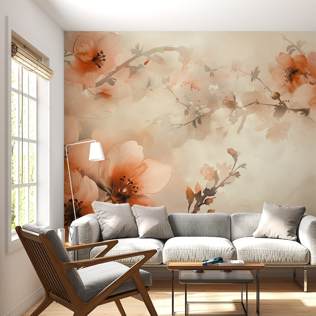 Perzikbloesem tussen verfsluiers — interieur 4