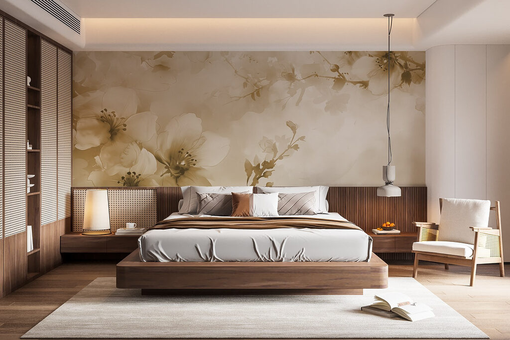Delicate bloesems in zachte tinten in een interieur