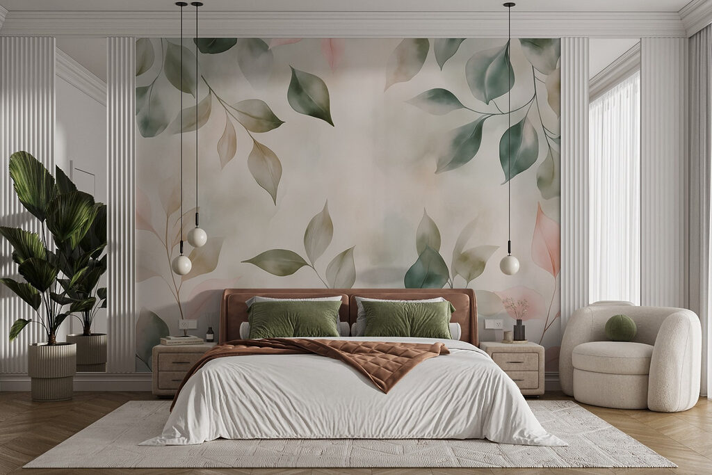 Bladtakjes in zachte pastellagen — interieur 2