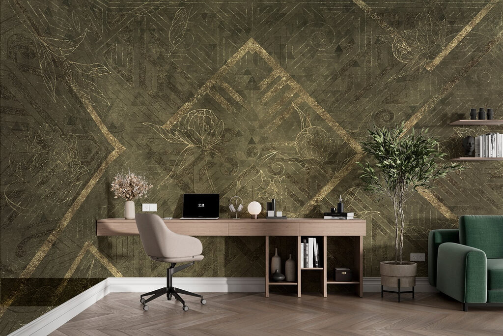 Ruiten op verweerd olijfgroen — interieur 2