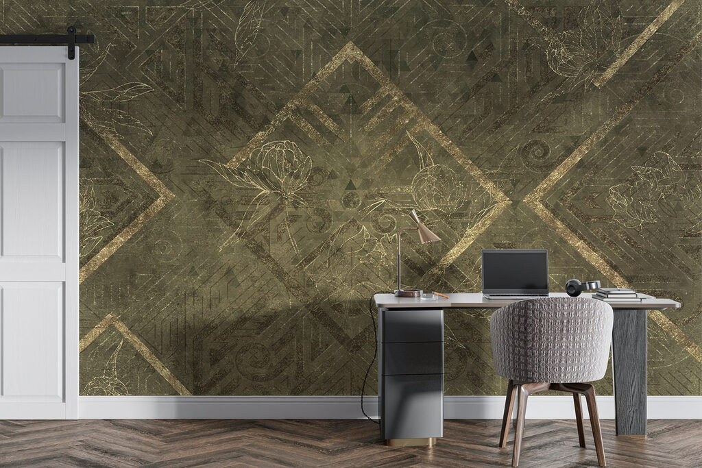 Ruiten op verweerd olijfgroen — interieur 3