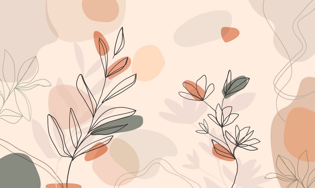 Tekening van bladeren en bloemen — volledig ontwerp
