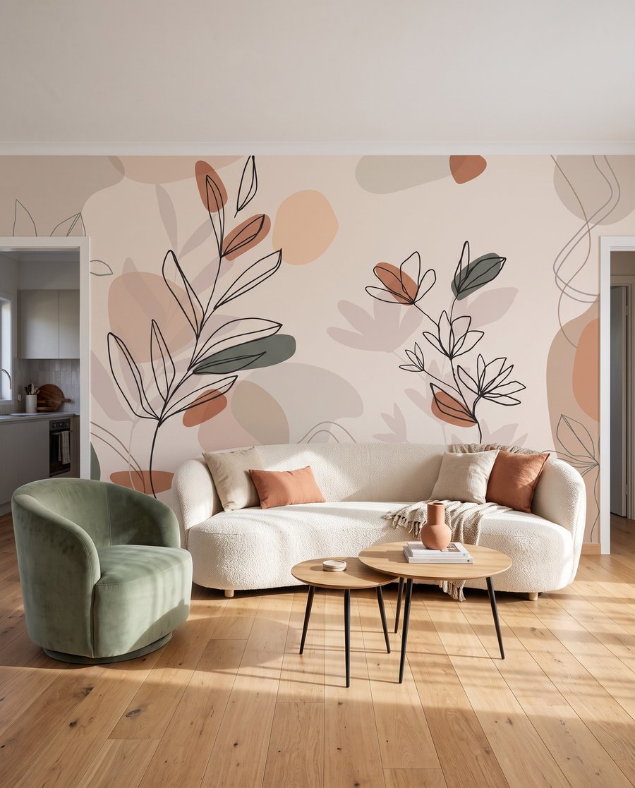 Tekening van bladeren en bloemen — interieur 2