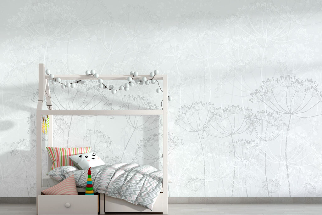 Schermbloemen in witte nevel — interieur 2