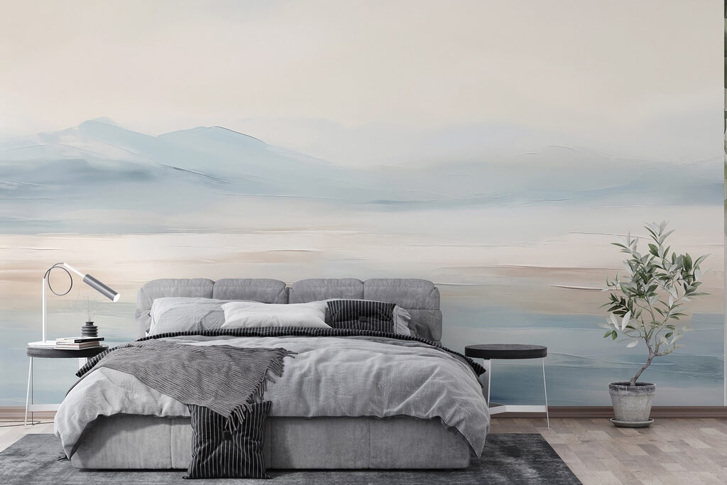 Schilderij van een landschap in een interieur