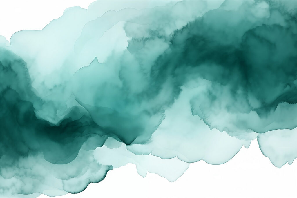 Turquoise inktwolken vloeien breed — volledig ontwerp