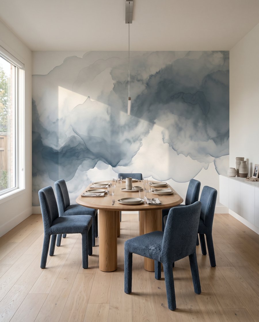Drijvende wolken van inkt in een interieur