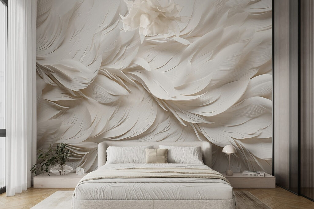 Witte veren in lagen — interieur 2
