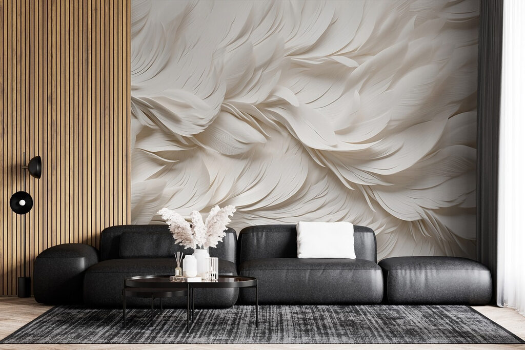 Witte veren in lagen — interieur 3