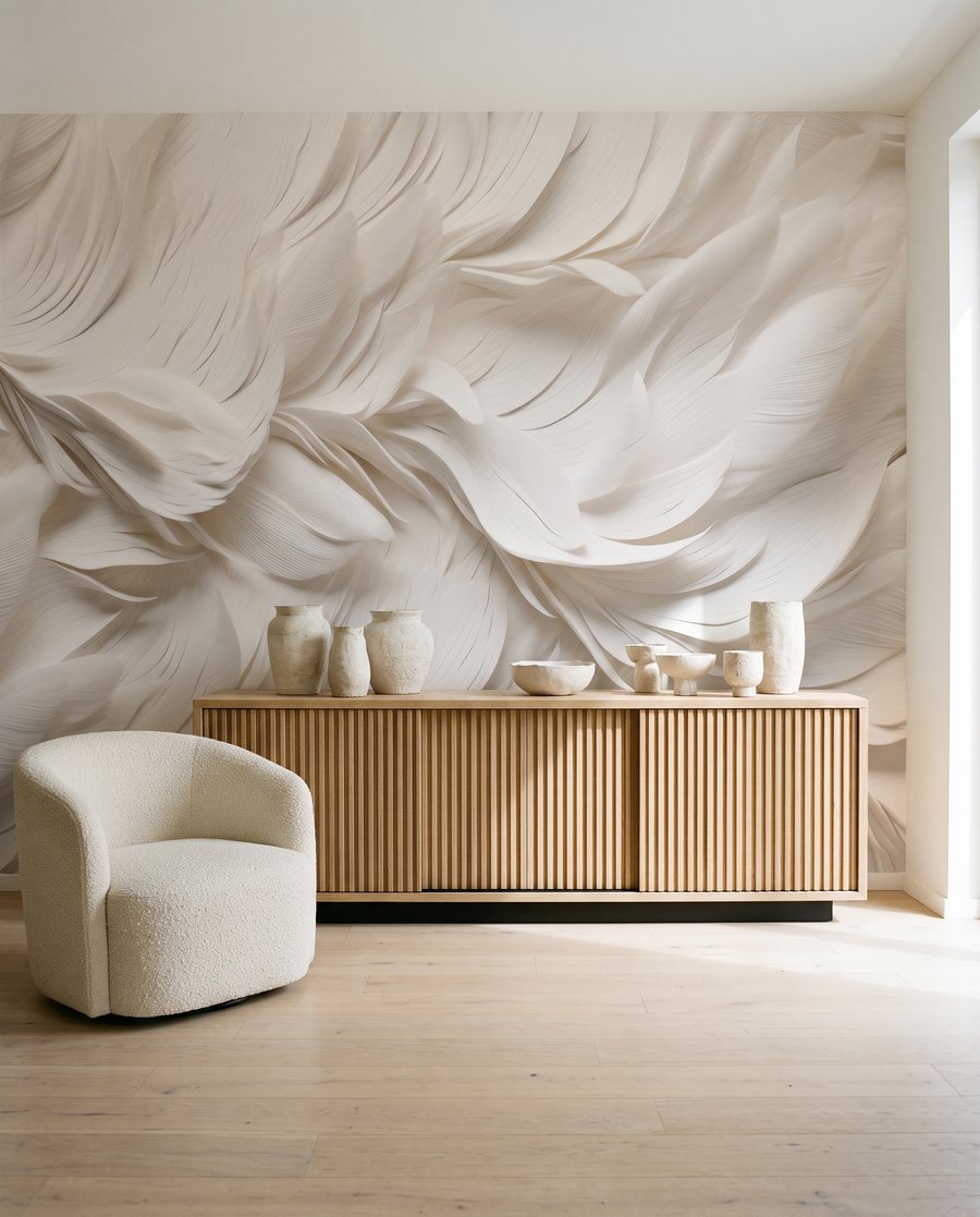 Witte veren in lagen — interieur 4