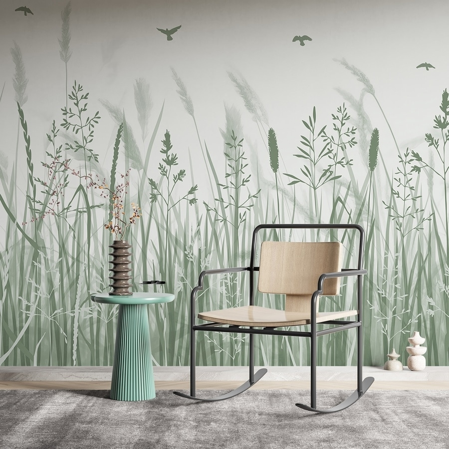 Grasveld met vliegende vogels — interieur 2