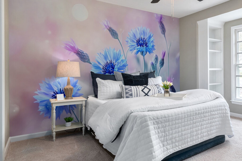 Korenbloemen in roze ochtendlicht — interieur 1