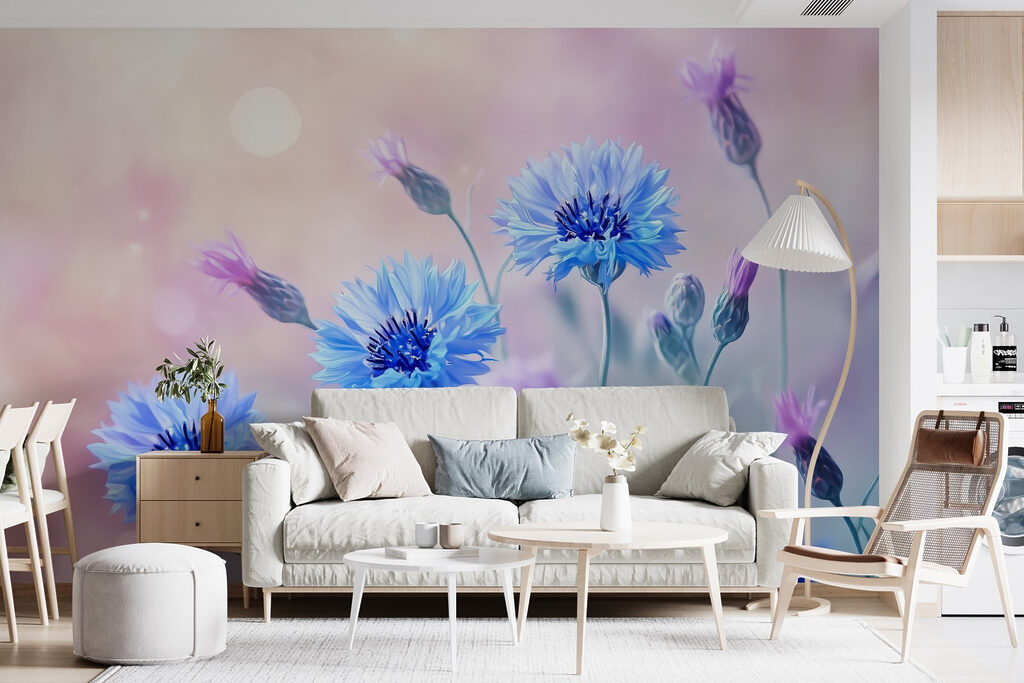 Korenbloemen in roze ochtendlicht — interieur 2
