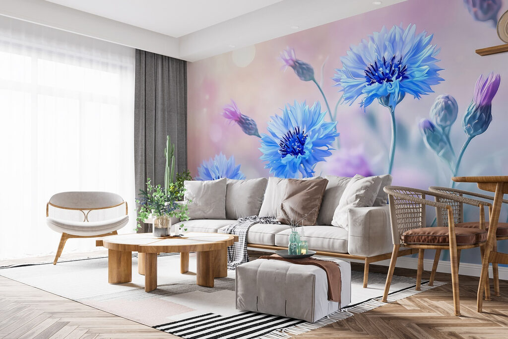 Korenbloemen in roze ochtendlicht — interieur 5